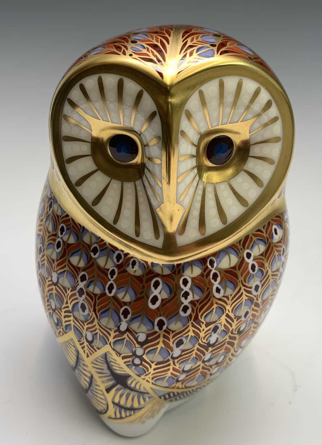 Lot 904 - A Royal Crown Derby owl paperweight. Height 11cm.