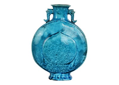 Lot 530 - A Chinese turquoise glaze moon flask.