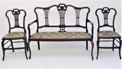 Lot 3480 - A late Victorian mahogany three piece salon...