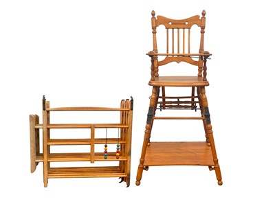 Lot 853 - An Edwardian walnut metamorphic high chair.