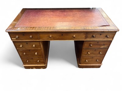 Lot 865 - A late Victorian mahogany twin pedestal desk.