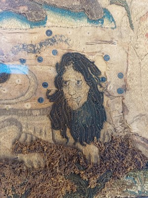 Lot 335 - A 17th century English stumpwork panel.