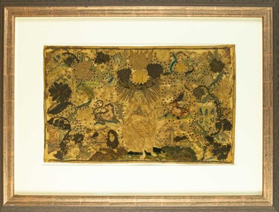 Lot 335 - A 17th century English stumpwork panel.