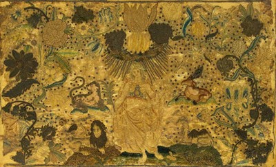 Lot 335 - A 17th century English stumpwork panel.