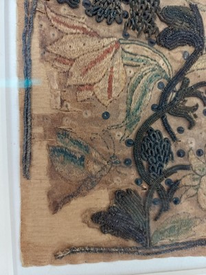 Lot 335 - A 17th century English stumpwork panel.