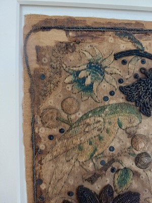 Lot 335 - A 17th century English stumpwork panel.