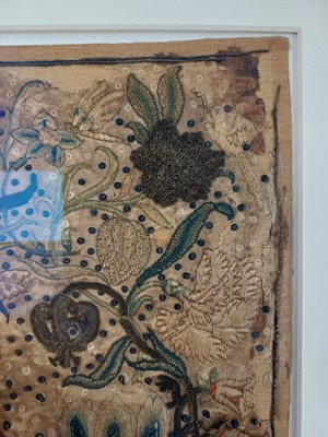 Lot 335 - A 17th century English stumpwork panel.
