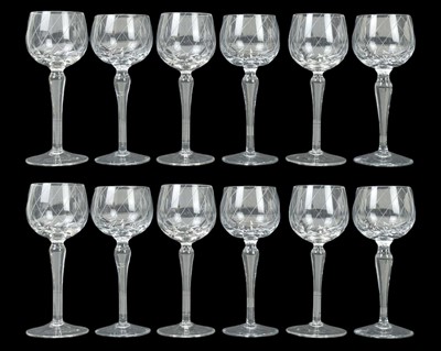 Lot 467 - A set of 12 German engraved hock glasses.