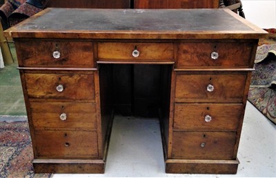 Lot 3442 - A Victorian walnut pedestal desk, the...