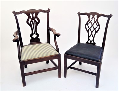 Lot 3443 - A George III mahogany open armchair, the...