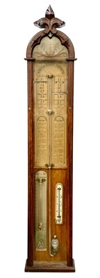Lot 221 - A Victorian Admiral Fitzroy oak cased barometer/weather station.