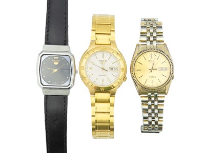 Lot 1167 - SEIKO - A collection of six gentleman's mechanical wristwatches.