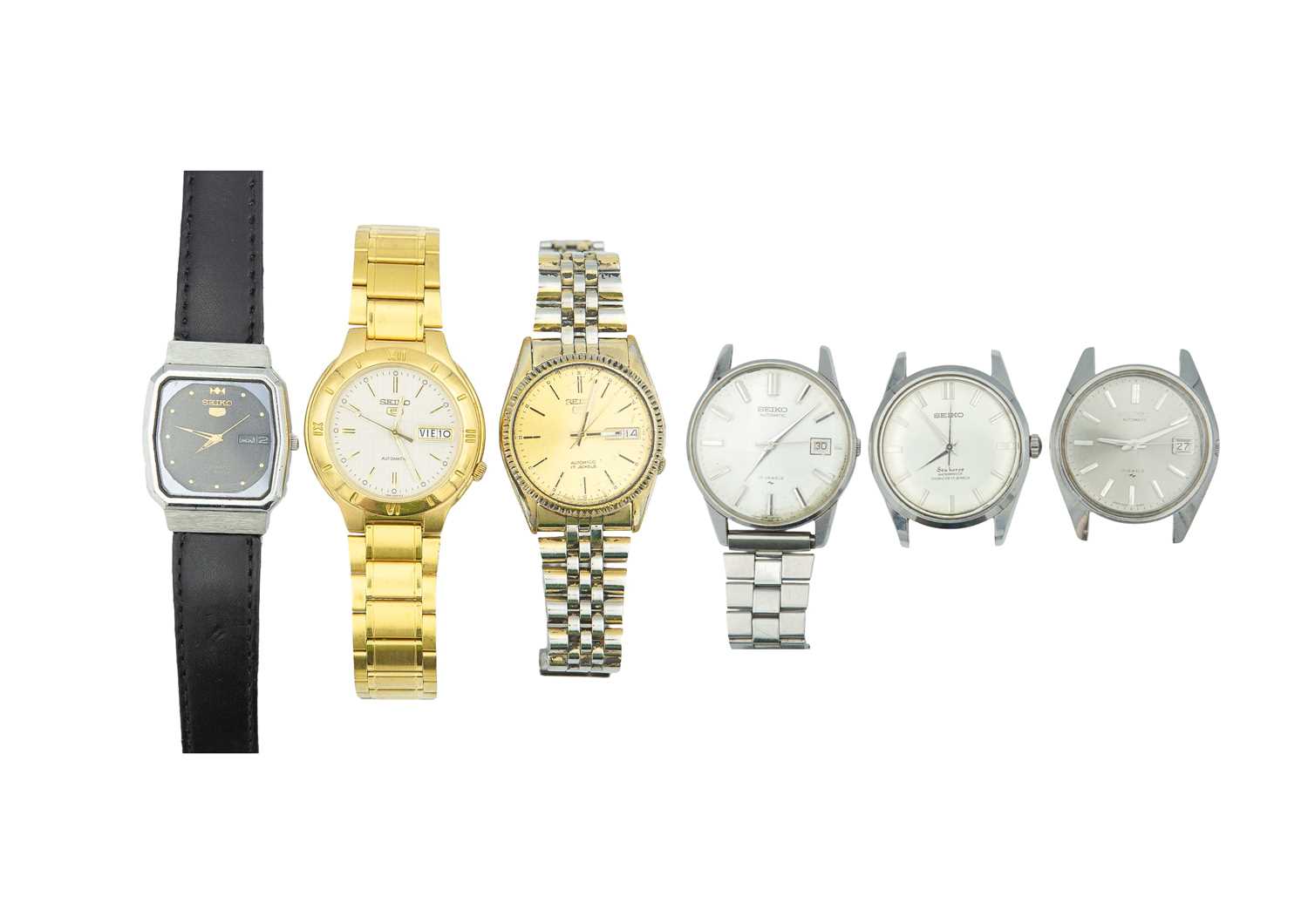 Lot 1167 - SEIKO - A collection of six gentleman's mechanical wristwatches.