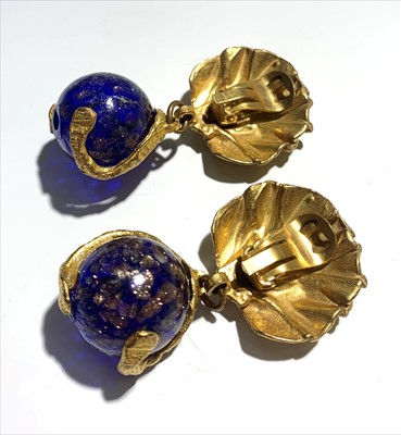 Lot 2438 - Pair of costume earrings signed Couber Paris