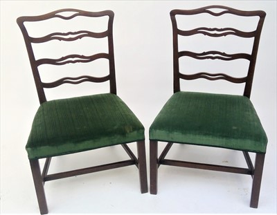 Lot 3446 - A set of eight George III mahogany ladderback...