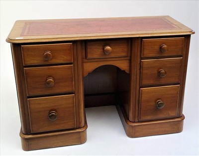 Lot 3450 - A Victorian mahogany pedestal desk, with an...