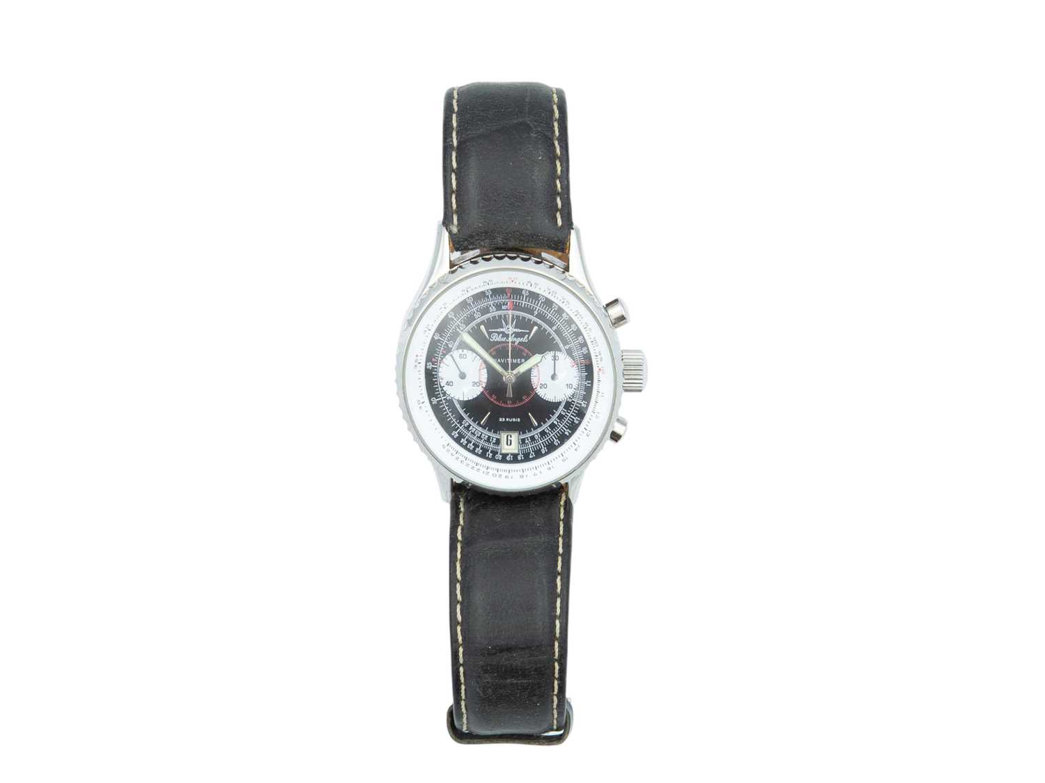 Lot 1063 - POLJOT - A Blue Angels Navitimer stainless steel gentleman's automatic wristwatch.