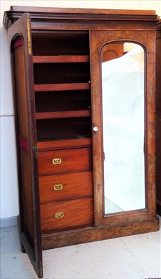 Lot 3461 - A Victorian burr walnut gentlemen's press,...
