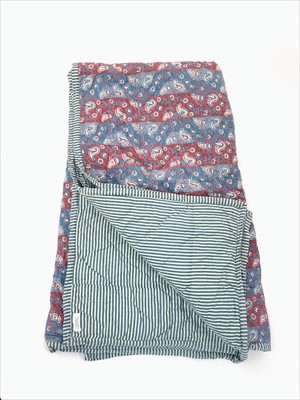 Lot 3091 - A large blue, white and dark pink quilt by...