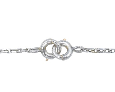 Lot 3 - A good Belle Époque diamond and pearl platinum set negligee necklace.