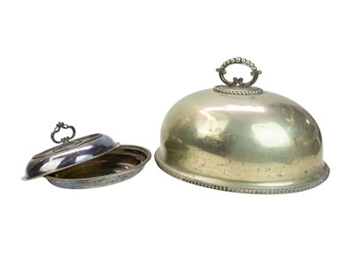 Lot 356 - A large 19th century silver plated meat dome, engraved with an armorial crest.