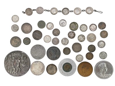 Lot 64 - Mixed silver coins, medallions, etc.