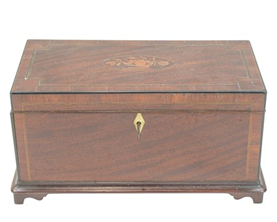 Lot 55 - A George III mahogany and inlaid tea caddy.