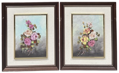 Lot 197 - Two Floral oils on board, each signed. 38cm x...