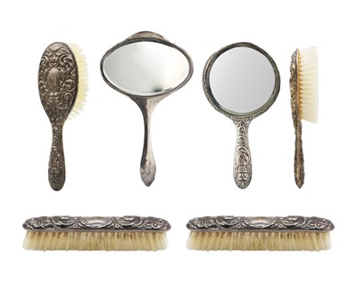 Lot 80 - A silver five-piece dressing table set.