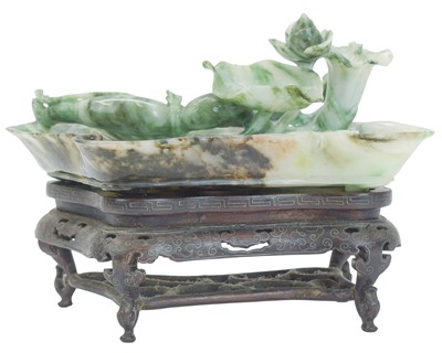 Lot 502 - A Chinese jadeite brush washer.