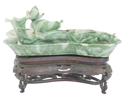 Lot 502 - A Chinese jadeite brush washer.