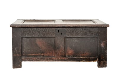 Lot 884 - An 18th century oak coffer.