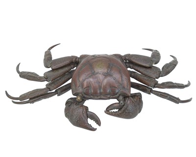 Lot 618 - A Japanese bronze articulated crab.