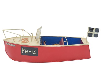 Lot 78 - Michael J. King 'Patricia' a painted tin model boat.
