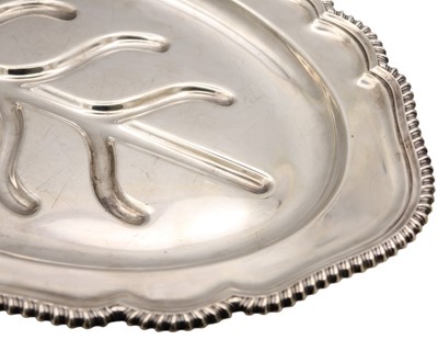 Lot 61 - An impressive and heavy modern silver meat warming platter by E H Parkin & Co.