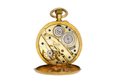Lot 243 - An 18k gold cased keyless wind Swiss cylinder fob pocket watch.