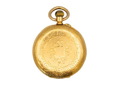 Lot 243 - An 18k gold cased keyless wind Swiss cylinder fob pocket watch.