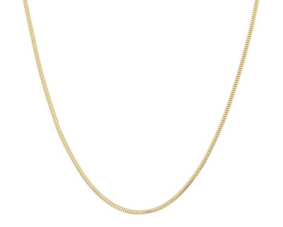 Lot 7 - A 14k gold 26" snake link chain.