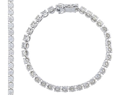 Lot 11 - An 18k white gold diamond-set line bracelet.