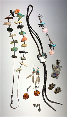 Lot 2599 - A selection of Navajo jewellery, including a...