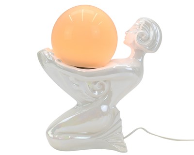 Lot 737 - A Sunset Ceramics of Newlyn Art Deco style table lamp with lustre glaze.