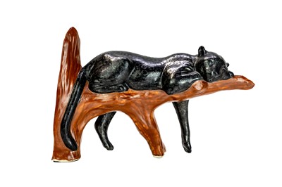 Lot 468 - Clare McFarlane, A ceramic sculpture of a panther.