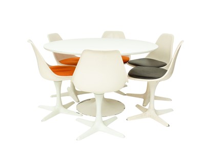 Lot 703 - An Arkana tulip table and six chairs.