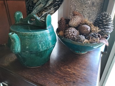 Lot 8 - A Chinese barrel form pot and cover.