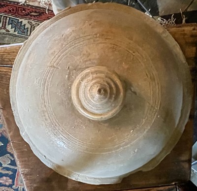 Lot 11 - A large terracotta crock and cover.