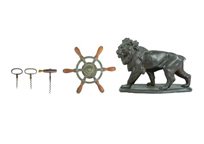 Lot 165 - An early 19th century brass and teak ship's wheel.