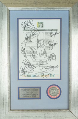 Lot 292 - Manchester United 1999 Champions League signed team sheet.