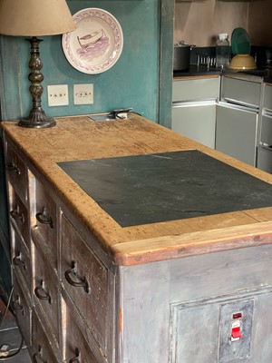 Lot 20 - A Victorian stained and painted pine bank of drawers.