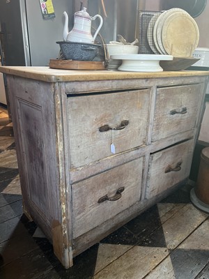 Lot 21 - A Victorian scrub top pine side cabinet.