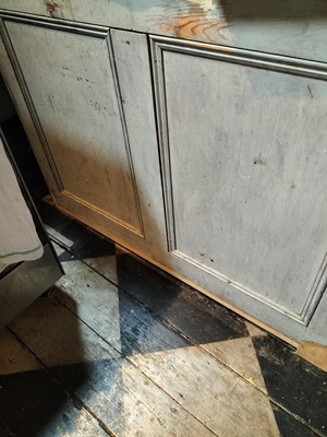Lot 21 - A Victorian scrub top pine side cabinet.